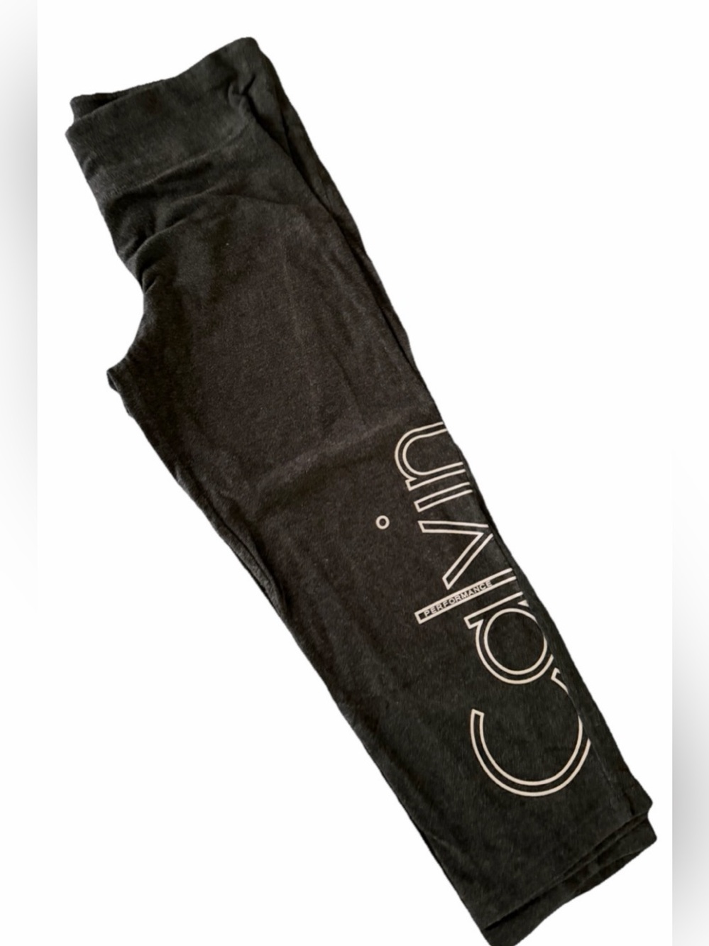 Calvin Klein Activewear Stretch Charcoal Gray Leggings with White Logo